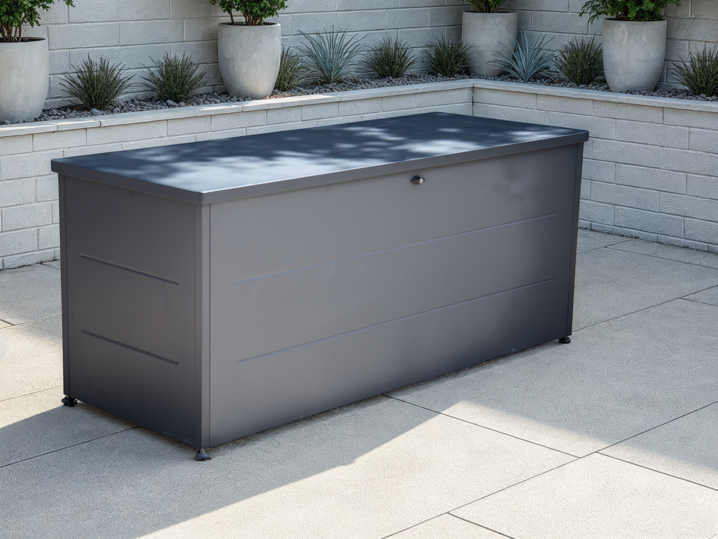 Anthracite Cushion Storage Box | Galvanised Steel with Lockable Lid