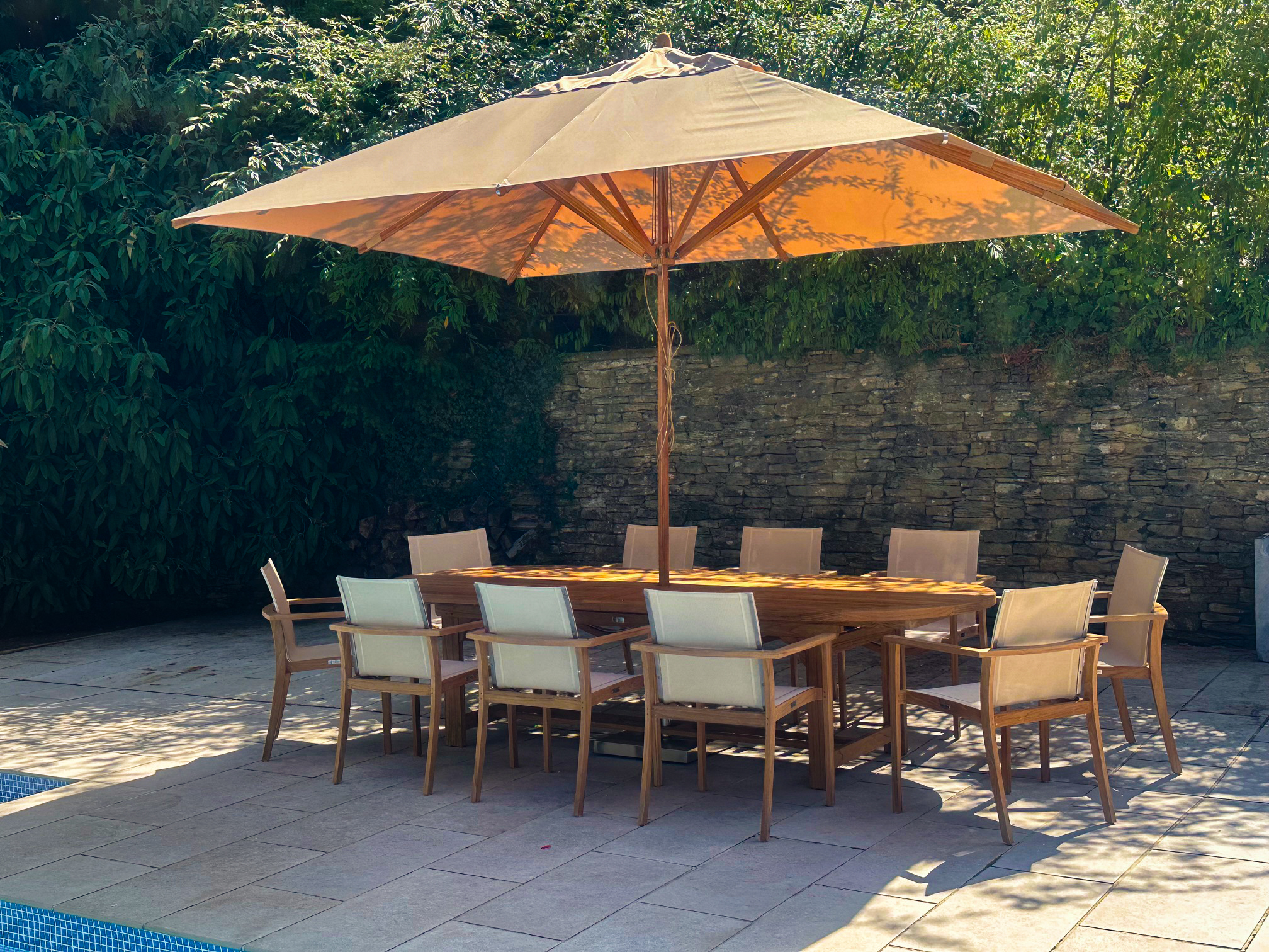 Bamboo 3.5m X 2.5m Rec Parasol Beige 
