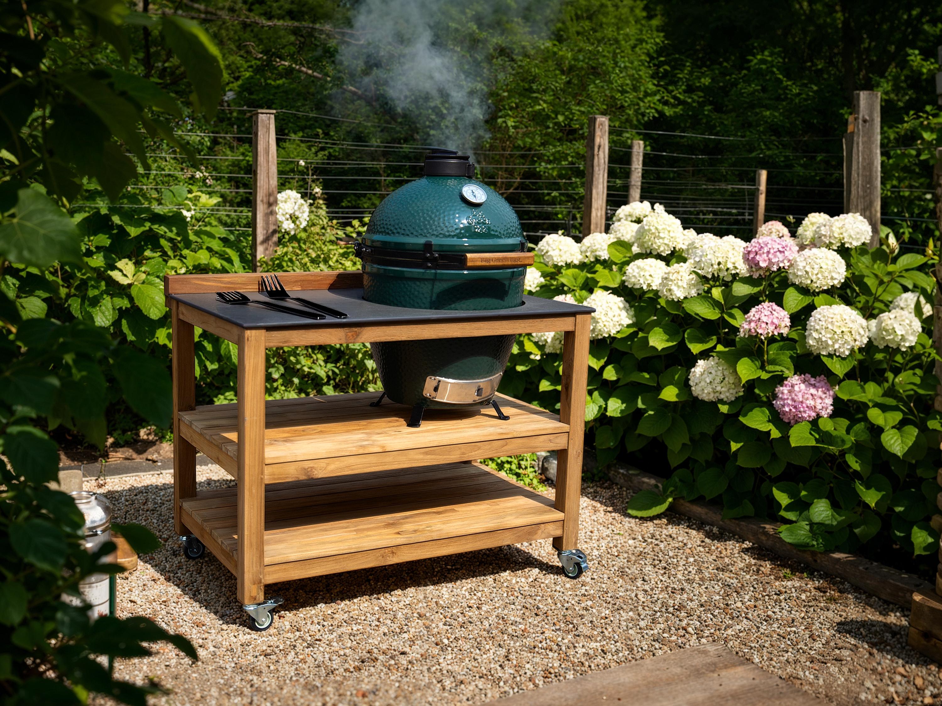 Bari Kitchen Big Green Egg Unit With Wheels | Bari | Pre-Order -Garden Furniture Centre-HighRange,Reclaimed Furniture,Bari,Modular Furniture,Outdoor Furniture,Teak Garden Furniture,Outdoor Kitchens,The Bari Outdoor Kitchen Range-{collection_title}