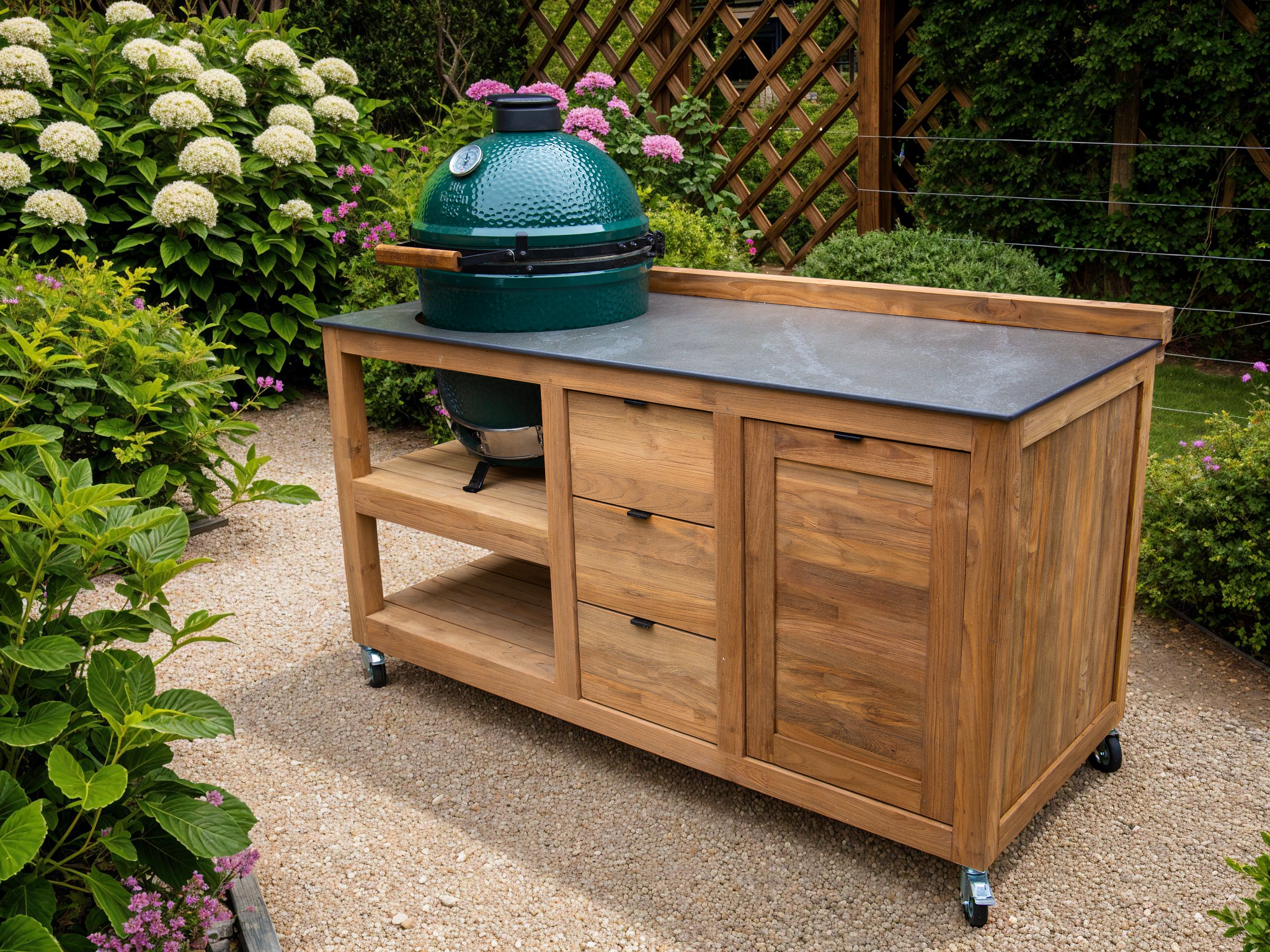 Bari Big Green Egg Trolley on Wheels | Bari -Garden Furniture Centre-HighRange,Reclaimed Furniture,Fire Pits & BBQ's,Bari,Modular Furniture,Outdoor Furniture,Teak Garden Furniture,Outdoor Kitchens,The Bari Outdoor Kitchen Range-{collection_title}