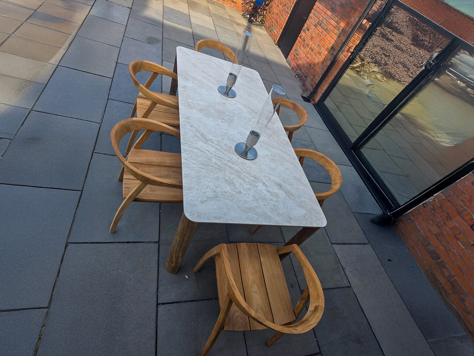 Bari Ceramic 6 Chair Dining Set-Garden Furniture Centre-Bari,Outdoor Furniture,Outdoor Dining,Teak,Teak Sets-{collection_title}