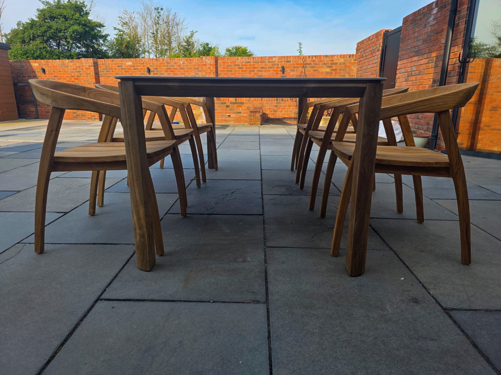 Bari Ceramic 6 Chair Dining Set-Garden Furniture Centre-Bari,Outdoor Furniture,Outdoor Dining,Teak,Teak Sets-{collection_title}