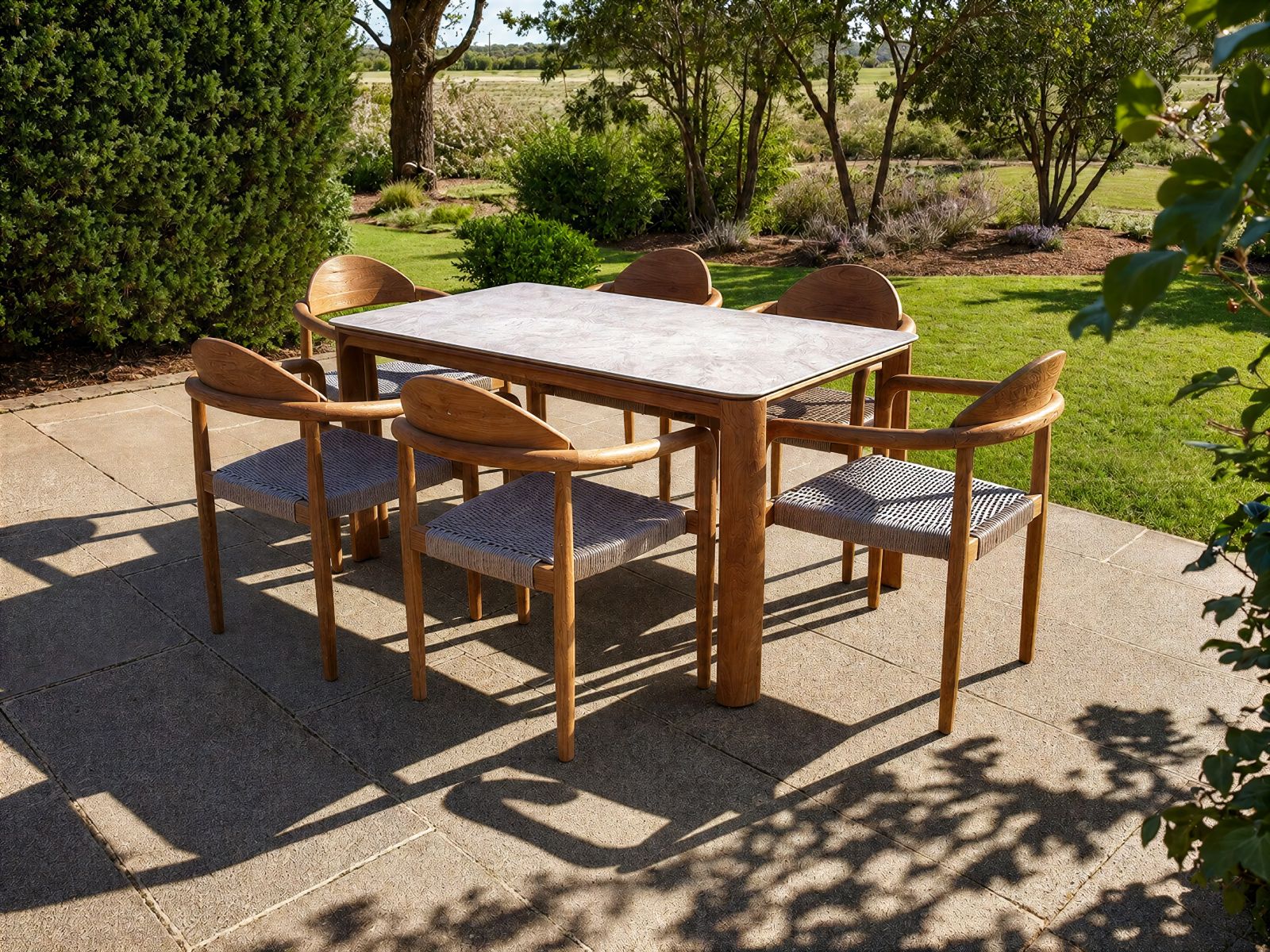 Bella 1.6m Reclaimed Teak & Ceramic 6-Seater Dining Set