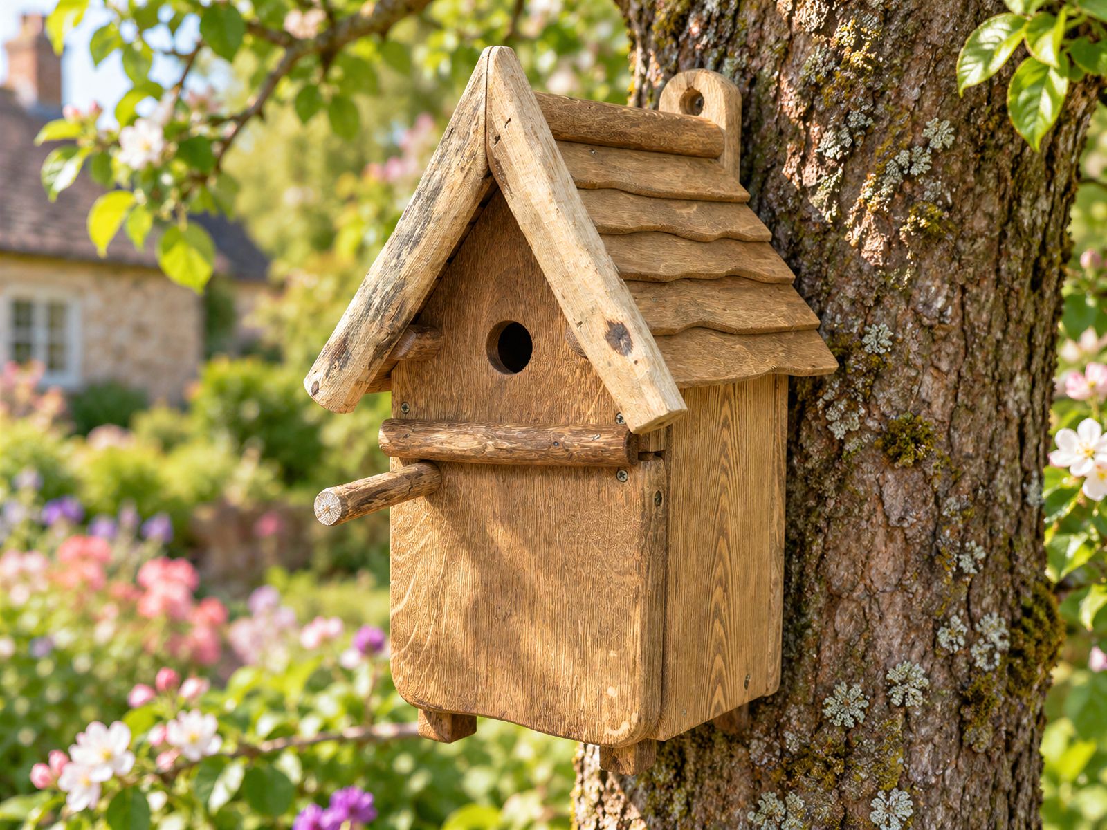 Rustic Oak Bird Box | Round or Rectangle