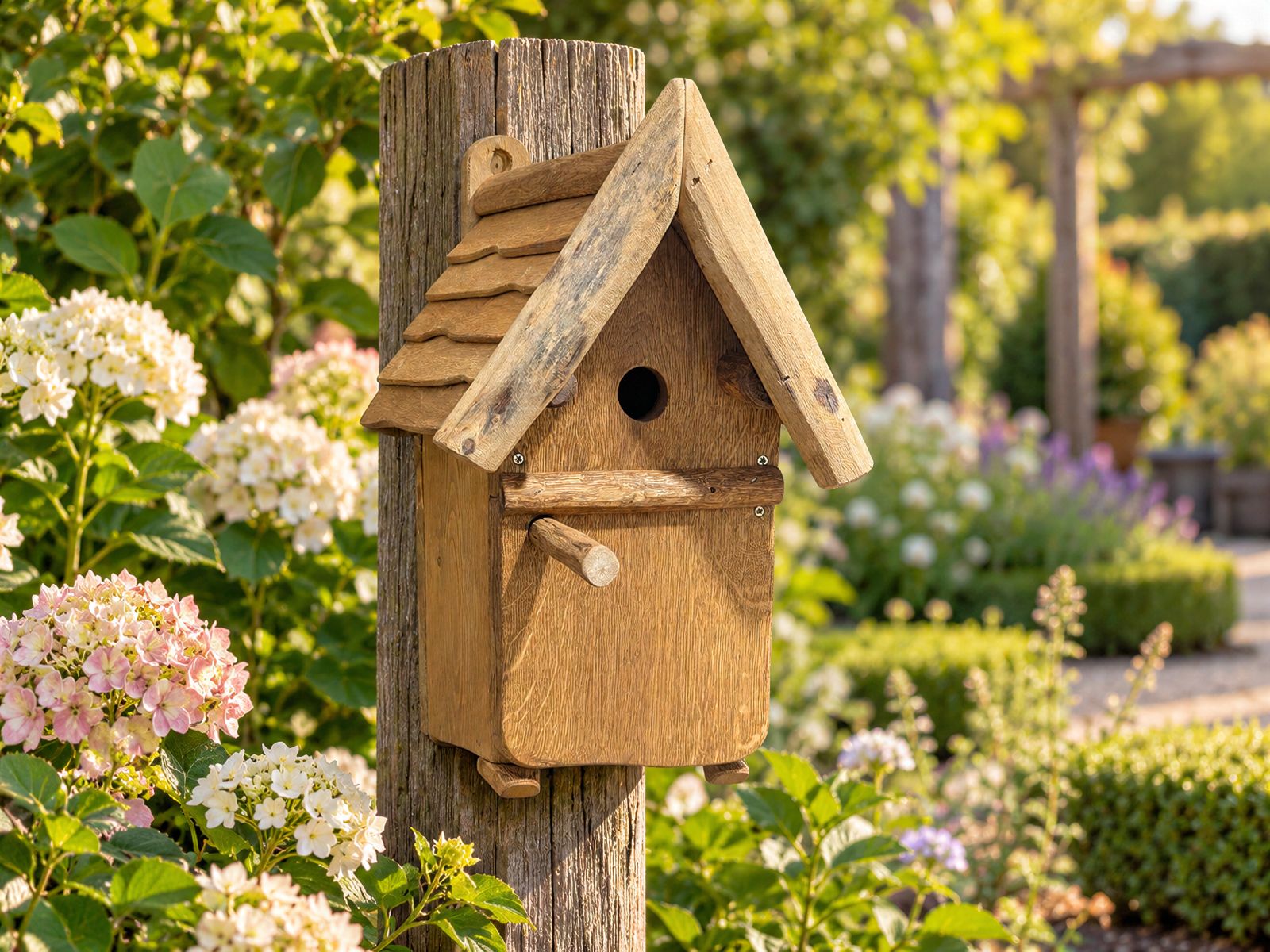 Rustic Oak Bird Box | Round or Rectangle