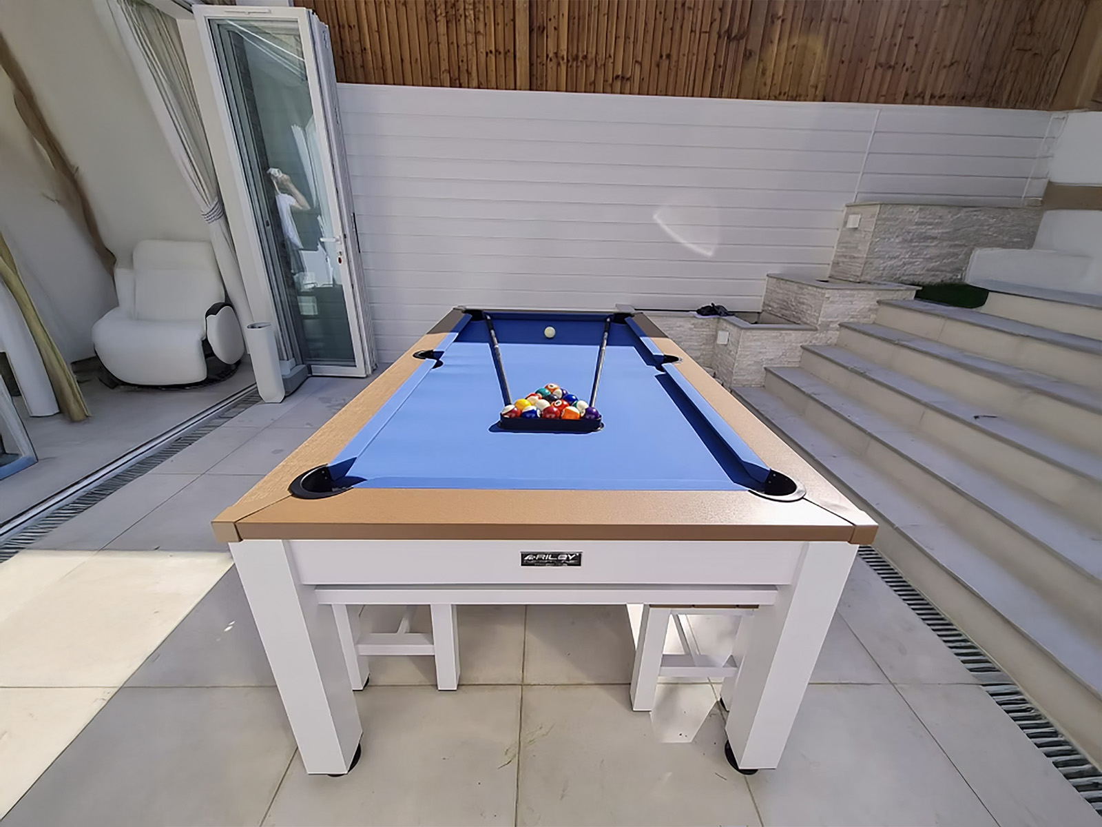 Outdoor Games Diner Table | Tan & White-Garden Furniture Centre-Games Tables,Accessories,HighRange,Tables,Outdoor Furniture,Outdoor Dining-{collection_title}