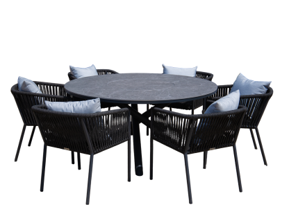 Caracas 6 Chair Round Dining Set