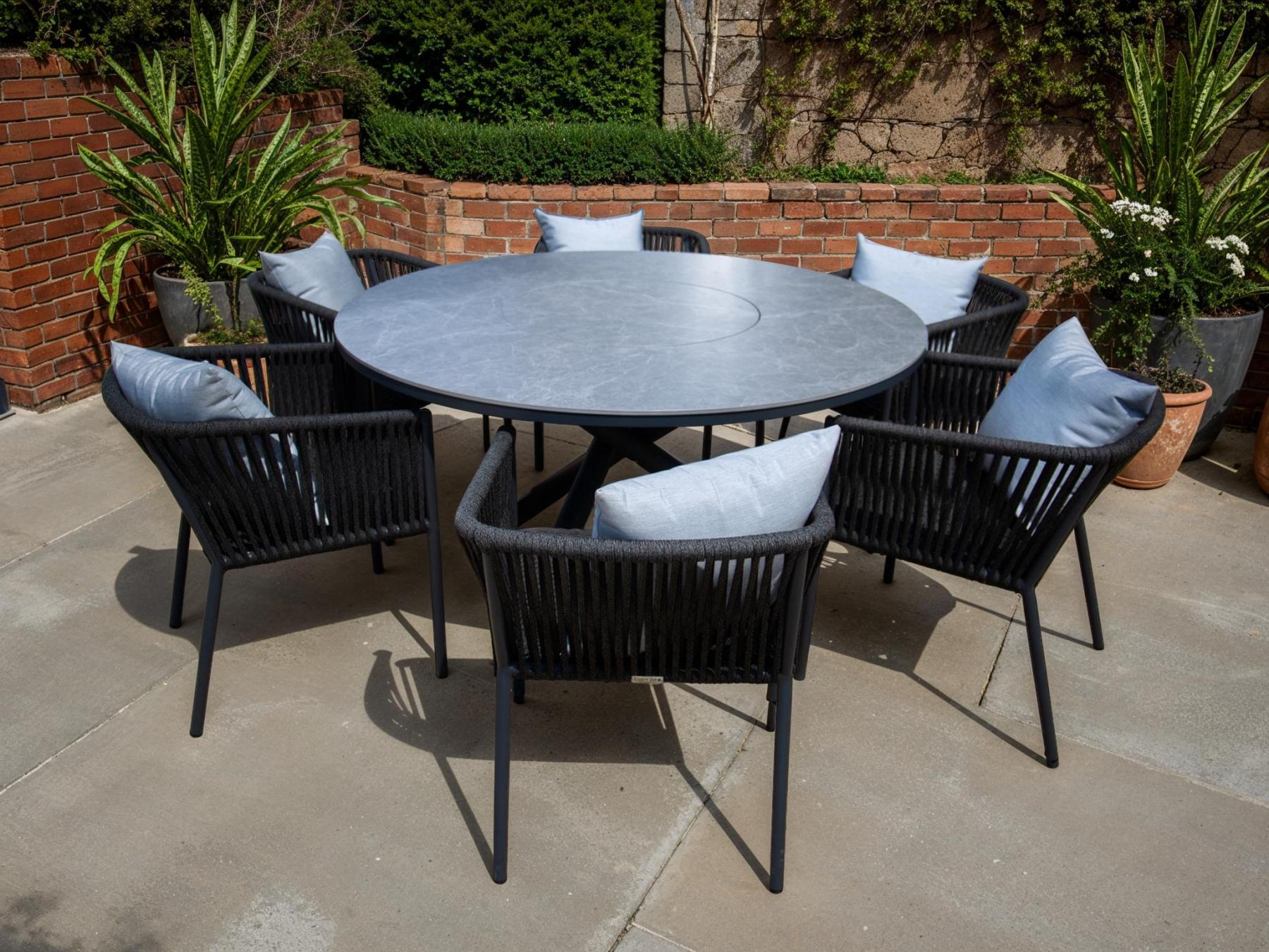 Caracas 6 Chair Round Dining Set-Garden Furniture Centre-HighRange,Metal,Outdoor Dining,Outdoor Furniture-{collection_title}