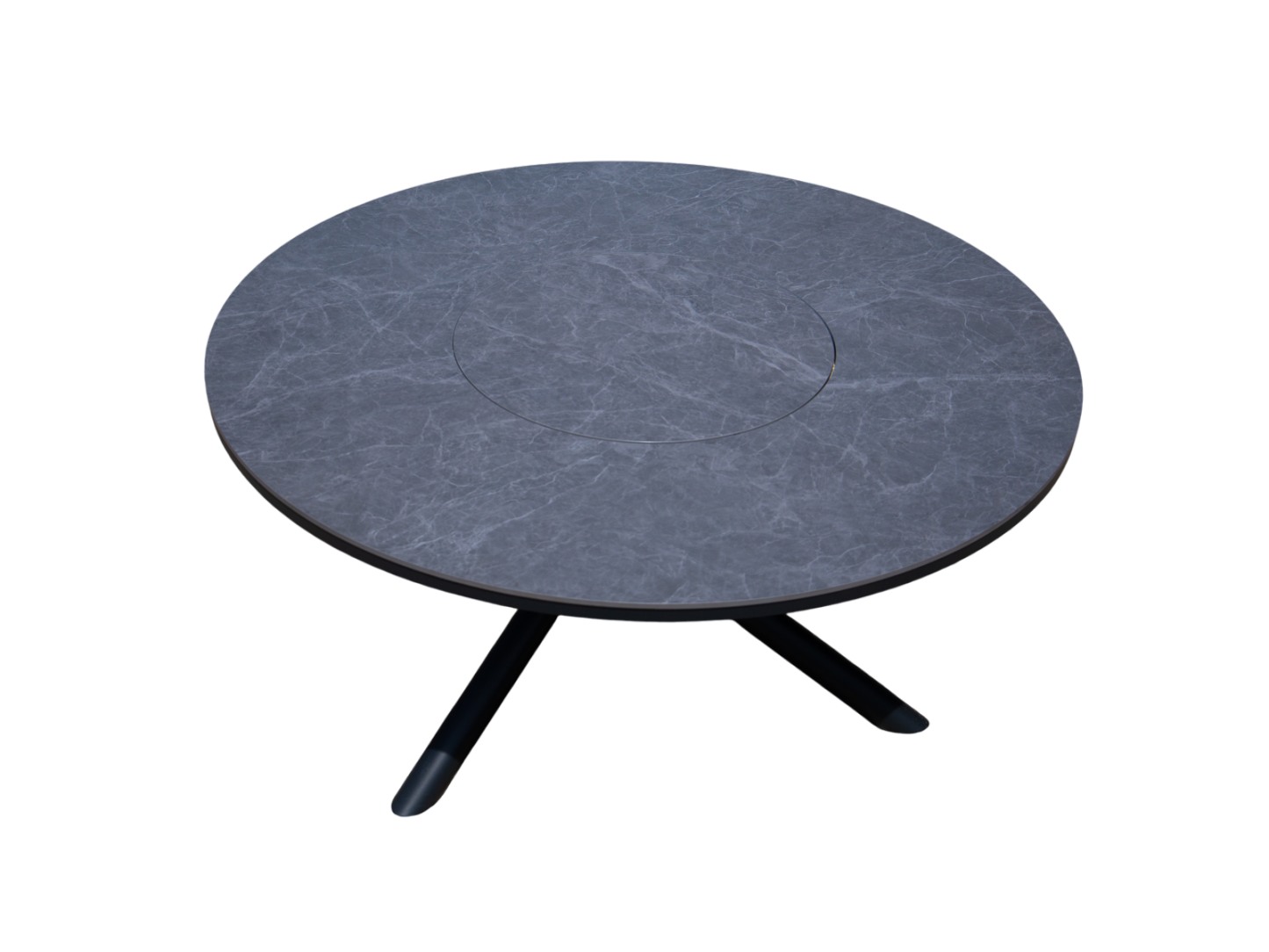 Caracas Round Ceramic Garden Dining Table with Lazy Susan