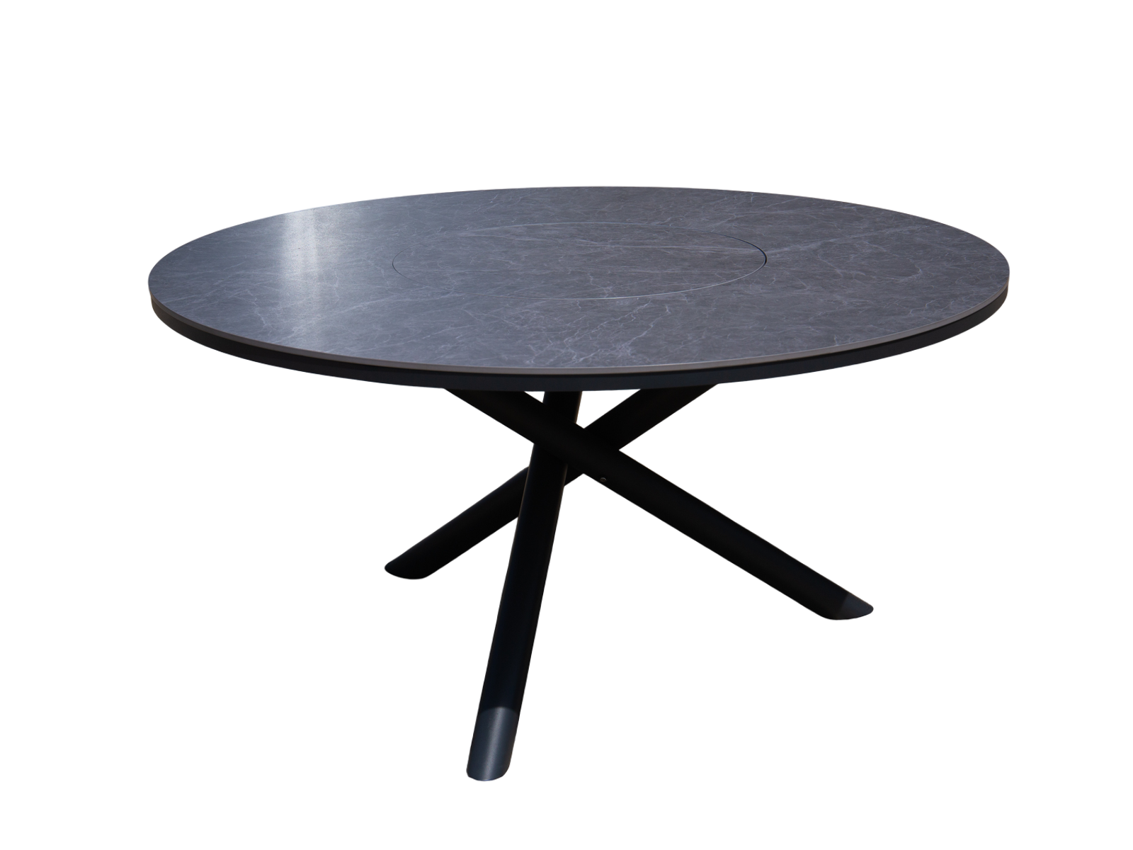 Caracas Round Ceramic Garden Dining Table with Lazy Susan