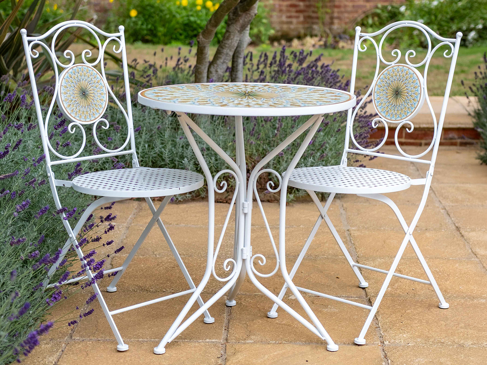 Citrus Mosaic Bistro Set | White