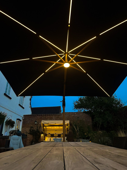 Sicily 3M Square Cantilever Parasol With LED Lights | Grey | Pre- Order