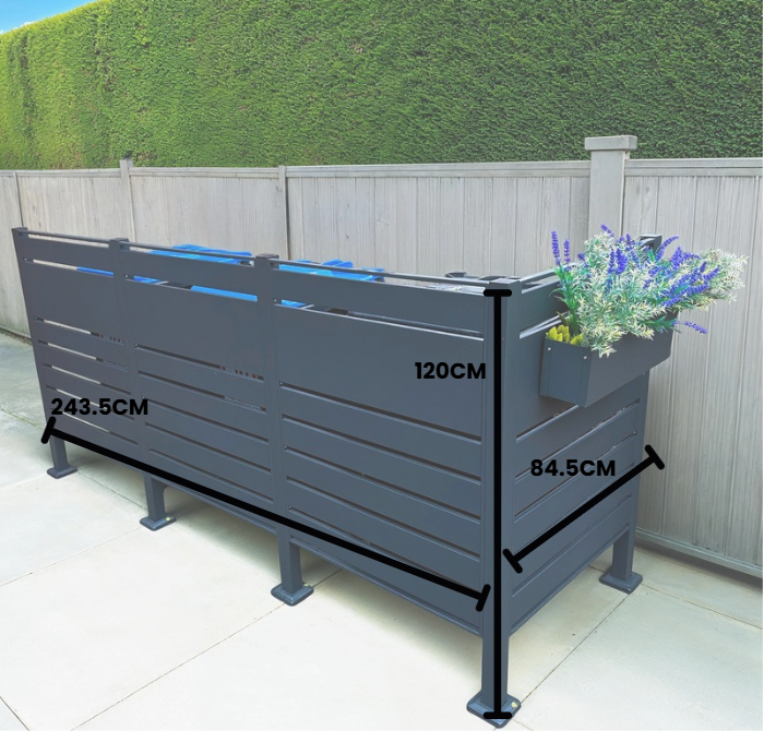 Galvanized Steel Wheelie Bin Screen | Triple