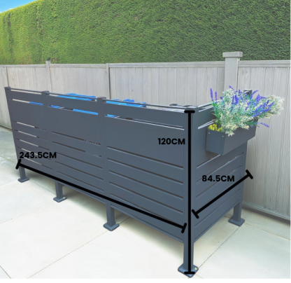 Galvanized Steel Wheelie Bin Screen | Triple