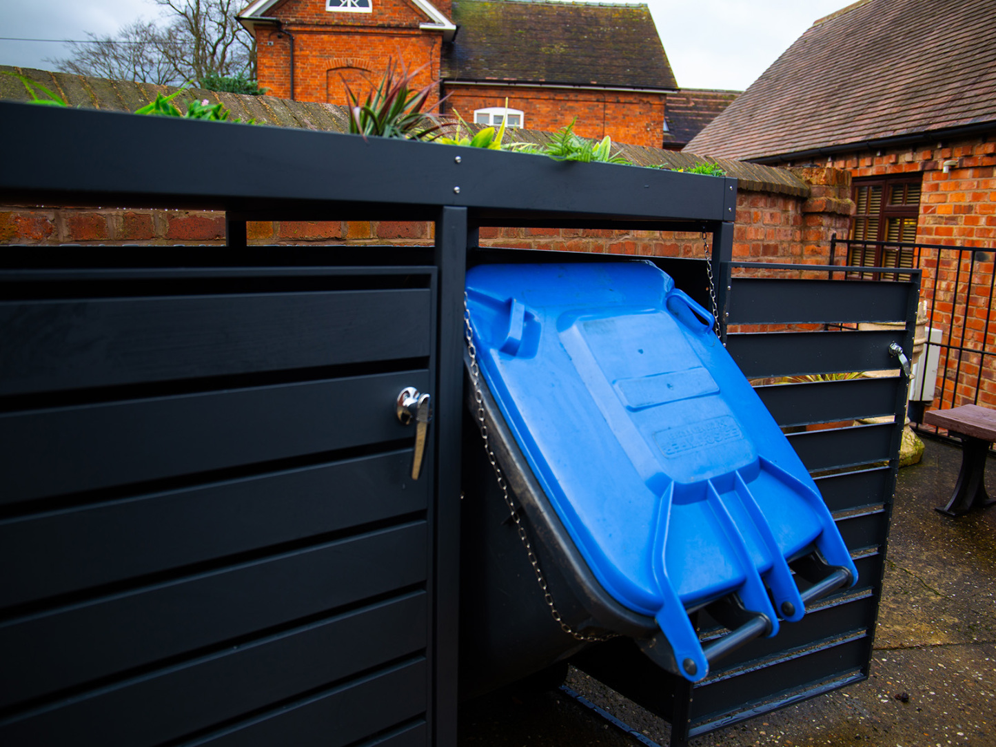Anthracite Galvanised Steel Wheelie Bin Storage Quad | Planter Log Store