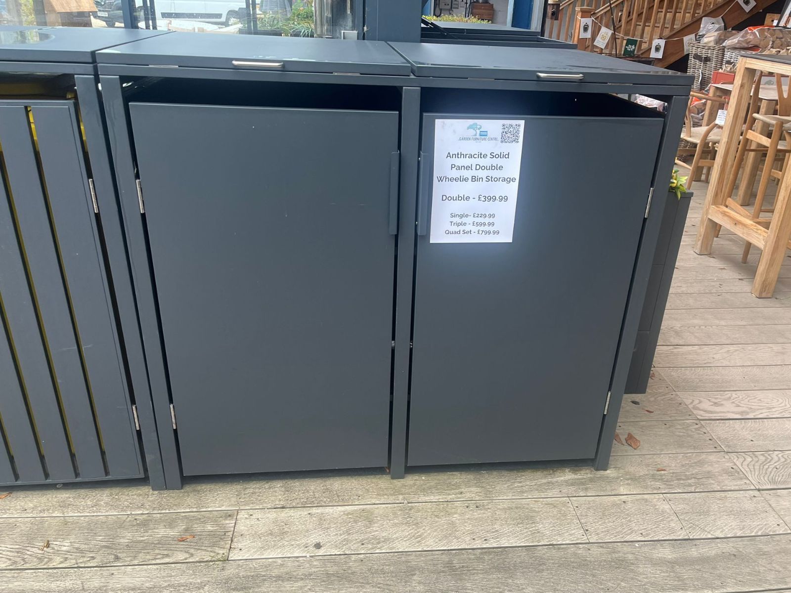 Anthracite Solid Panel Double Wheelie Bin Storage | Ex-Display-Garden Furniture Centre-MidInstock,instock,MidRange,Solid,Top Opening,Anthracite,Wheelie Bin Storage,Wheelie Bin Covers,Double,Sale,Showroom exdis,Ex-Display-{collection_title}