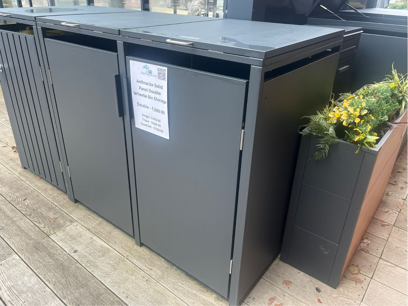 Anthracite Solid Panel Double Wheelie Bin Storage | Ex-Display-Garden Furniture Centre-MidInstock,instock,MidRange,Solid,Top Opening,Anthracite,Wheelie Bin Storage,Wheelie Bin Covers,Double,Sale,Showroom exdis,Ex-Display-{collection_title}