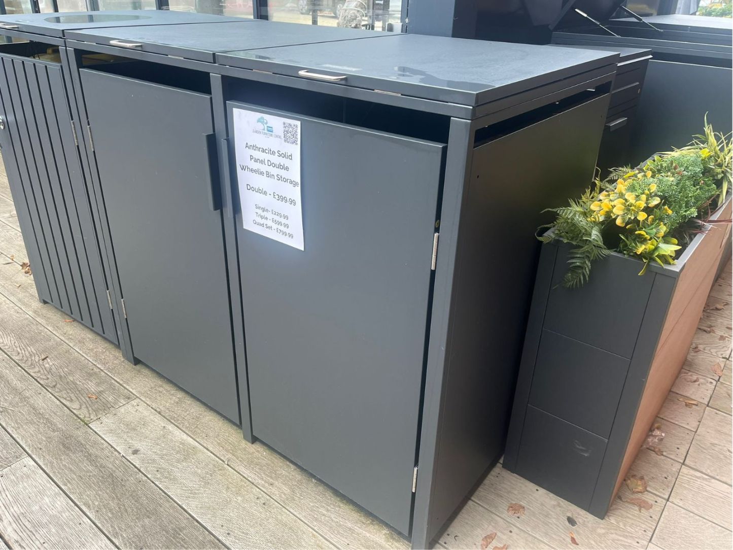 Anthracite Solid Panel Double Wheelie Bin Storage | Ex-Display-Garden Furniture Centre-MidInstock,instock,MidRange,Solid,Top Opening,Anthracite,Wheelie Bin Storage,Wheelie Bin Covers,Double,Sale,Showroom exdis,Ex-Display-{collection_title}