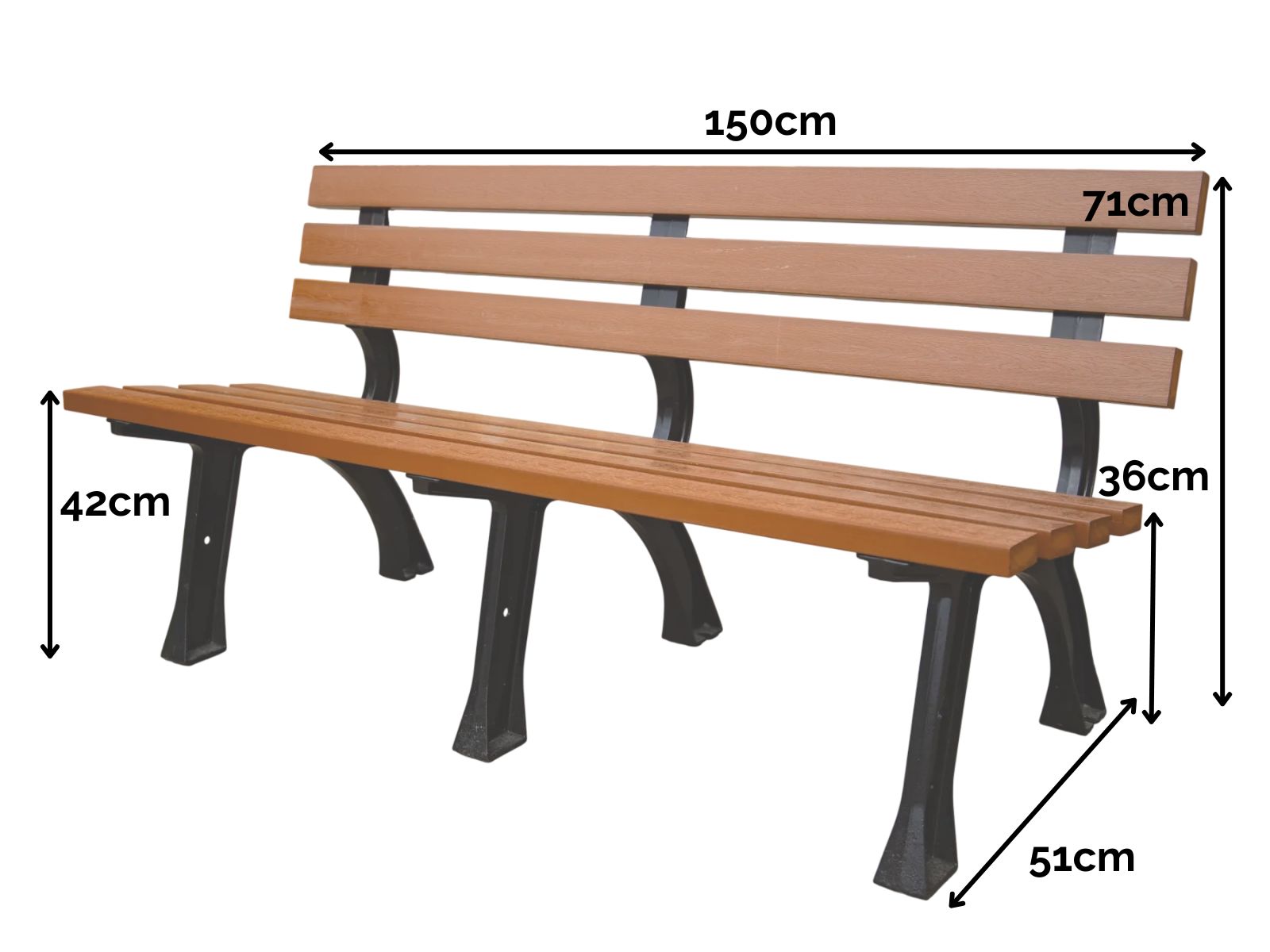 Eco Wood Effect Garden Bench | 1.5m