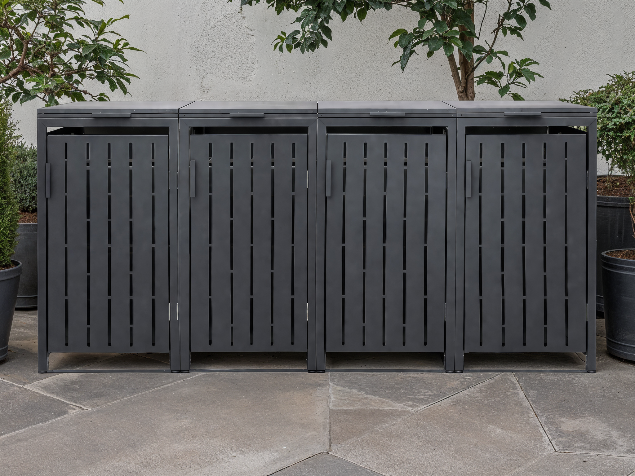 Anthracite Essential Galvanised Steel Wheelie Bin Cover | Quad