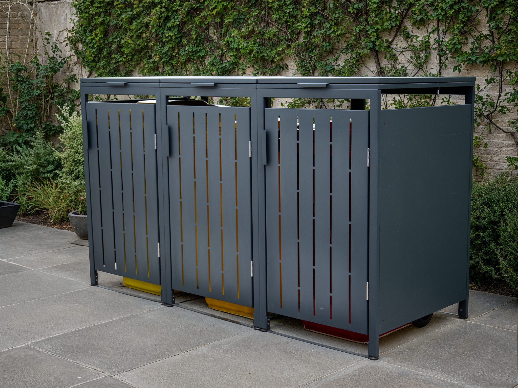 Anthracite Essential Galvanised Steel Wheelie Bin Cover | Triple