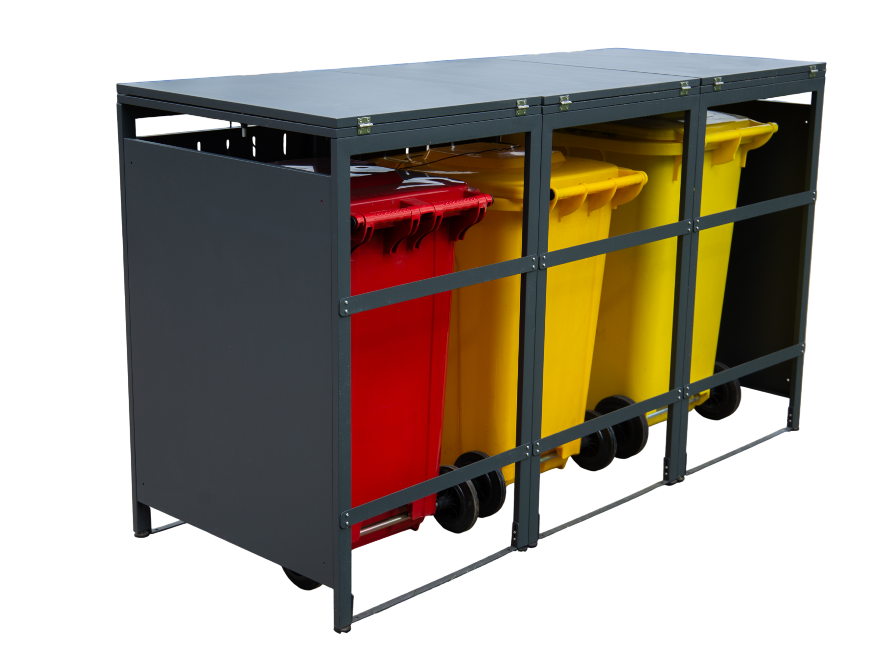 Anthracite Essential Galvanised Steel Wheelie Bin Cover | Triple