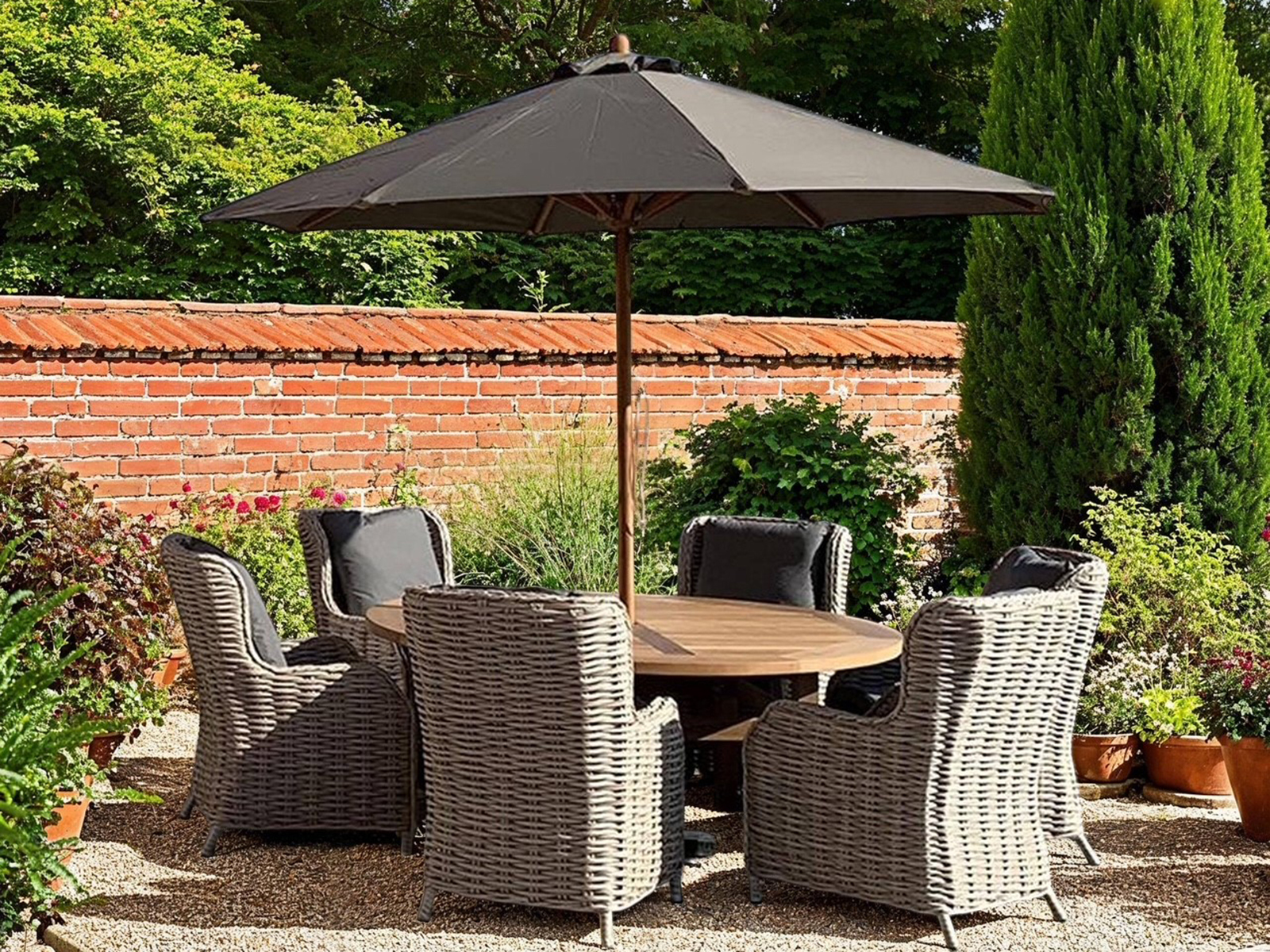 Fiji 6 Chair Chunky Dining Set-Garden Furniture Centre-HighRange,Teak,Tables,Dining Set,Rattan,Rattan Furniture,Fiji Range,Outdoor Dining-{collection_title}