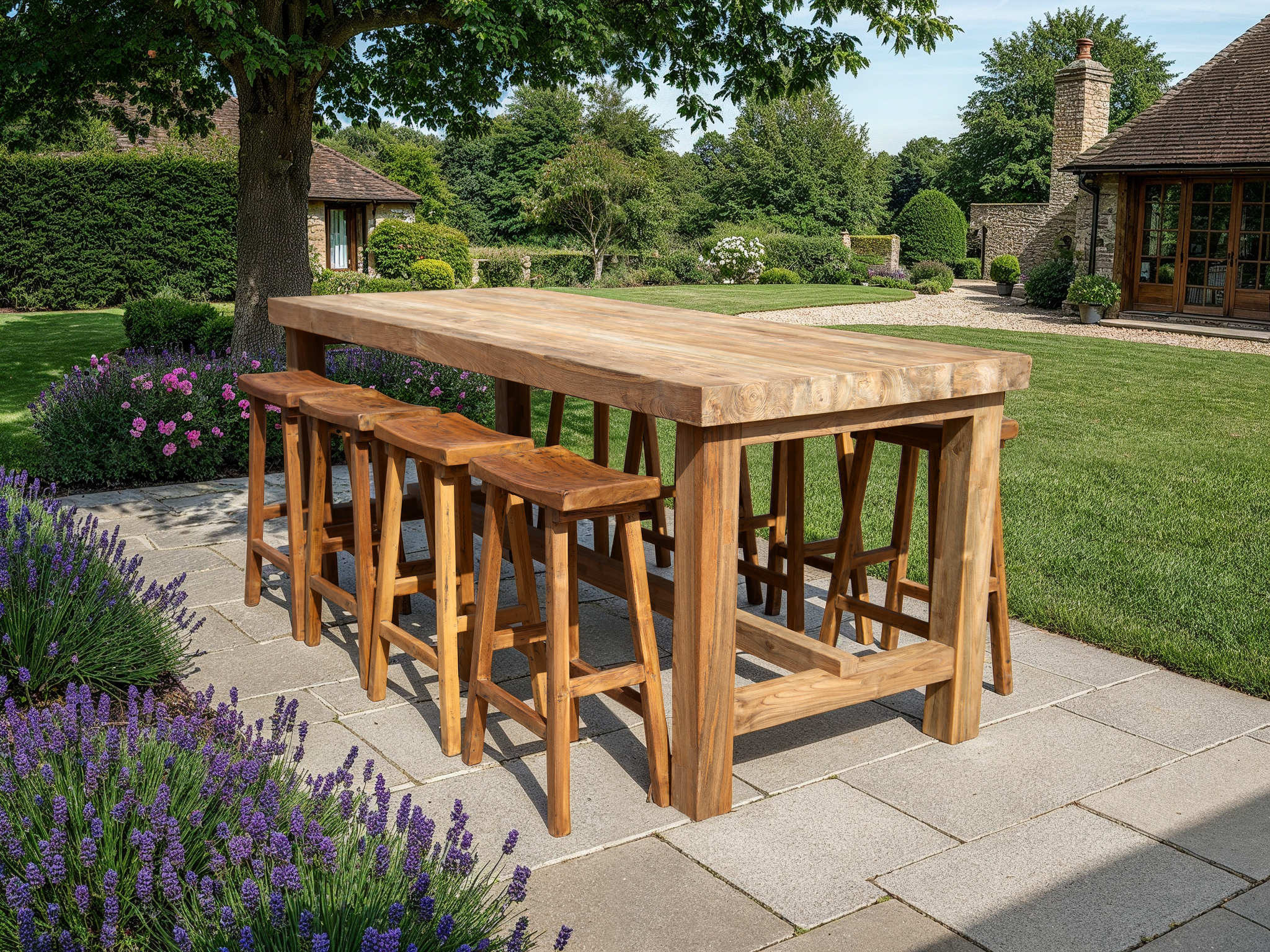 Himalayan Teak Bar Set-Garden Furniture Centre-Indoor Dining,HighRange,Outdoor Dining,Teak,Outdoor Furniture,Teak Garden Furniture,Bars & Bar Sets,The Bari Outdoor Kitchen Range,Tables,Teak Tables,Outdoor Kitchen,Modular Furniture-{collection_title}
