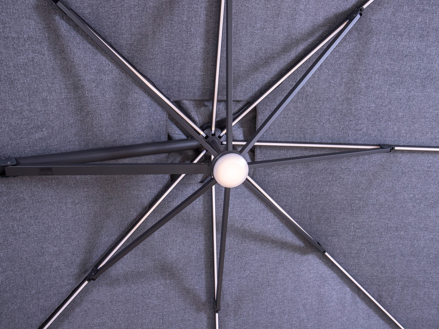 Sicily 3M Square Cantilever Parasol With LED Lights | Grey 