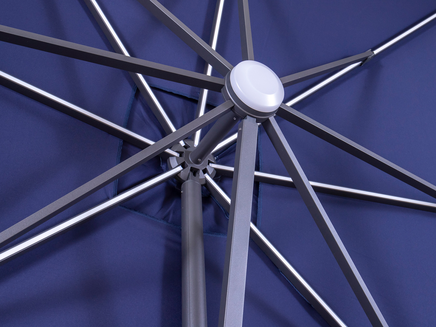 Sicily 3M Square Cantilever Parasol With LED Lights | Navy Blue