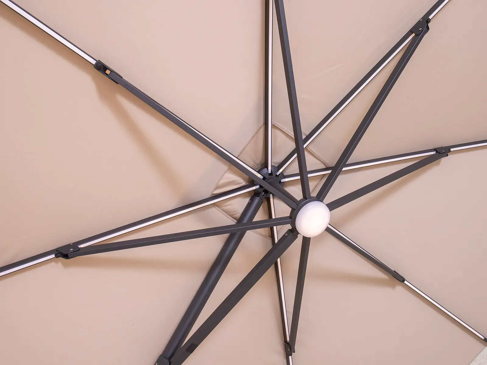 Sicily 3.5M Dia Cantilever Parasol With LED Lights Beige