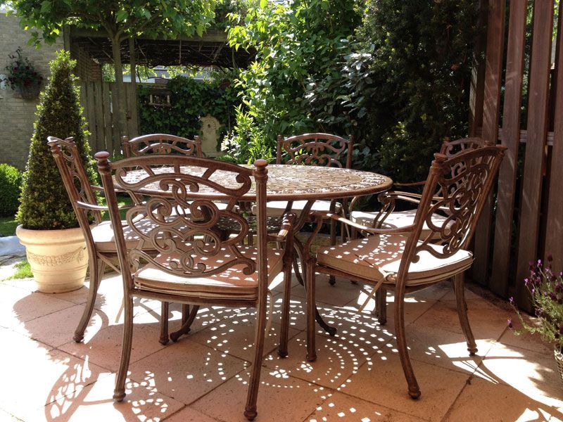 Casino 6 Seater Round Table and Chairs Set-Garden Furniture Centre-HighRange,Tables,Dining Set,Information,Metal,Outdoor Furniture,Metal Furniture,Casino & Leaf Range,Outdoor Sale,Outdoor Dining,Autumn & Winter Sale-{collection_title}