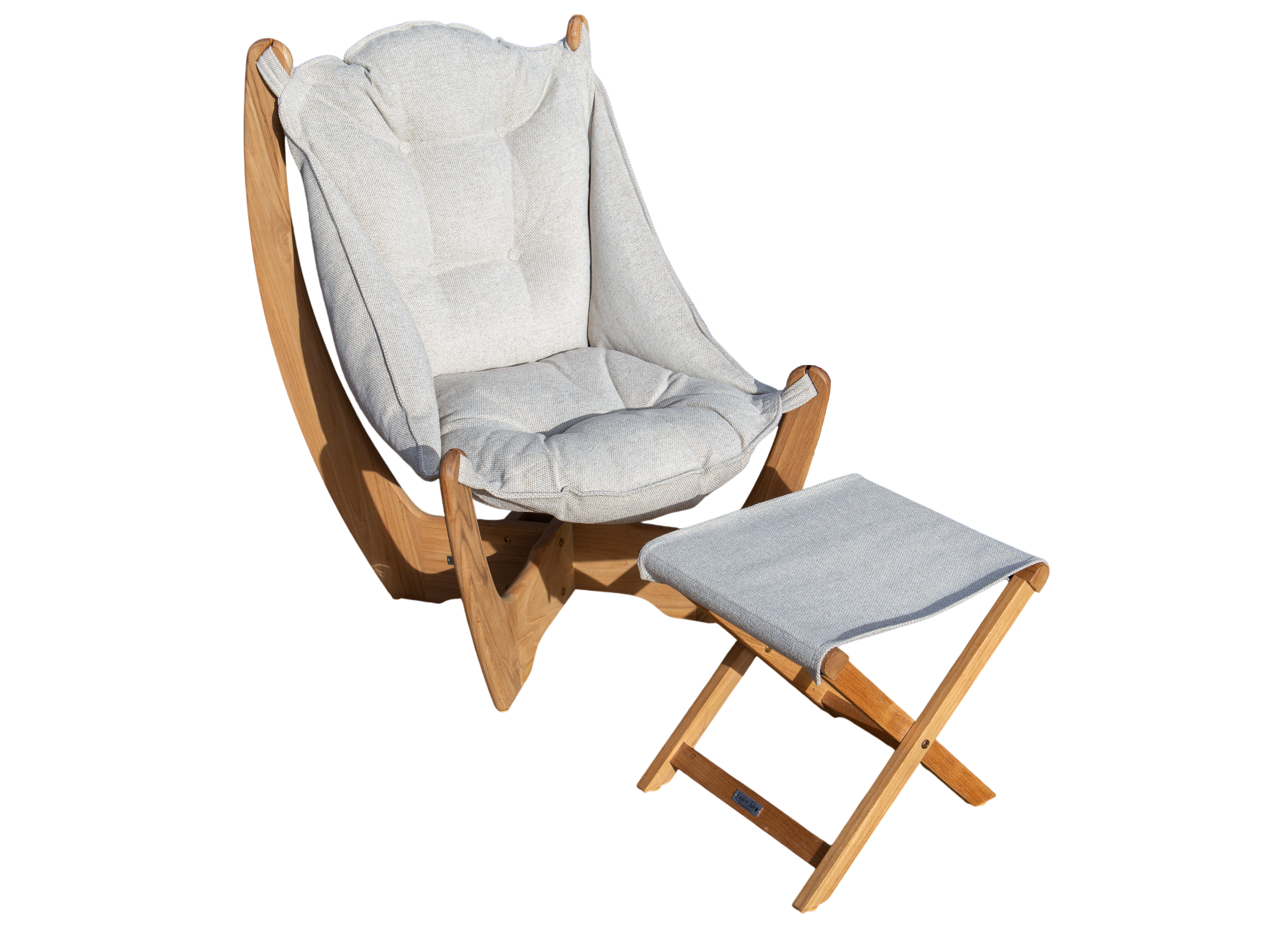 Harmony Cream Teak Kangaroo Indoor Footstool | FSC® Certified