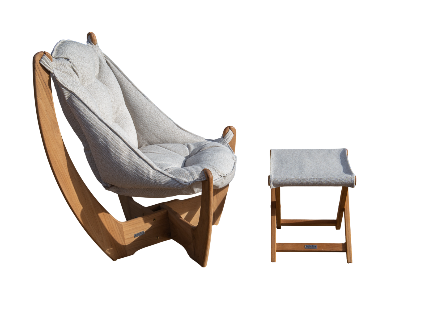 Harmony Cream Teak Kangaroo Indoor Footstool | FSC® Certified