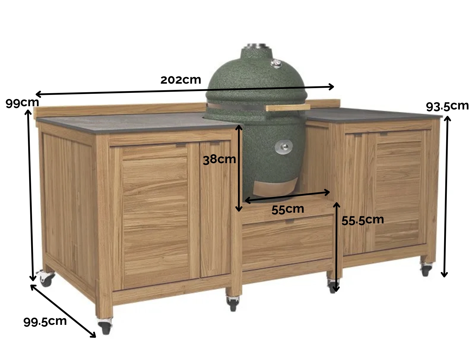 Big Green Egg Island On Wheels | Bari