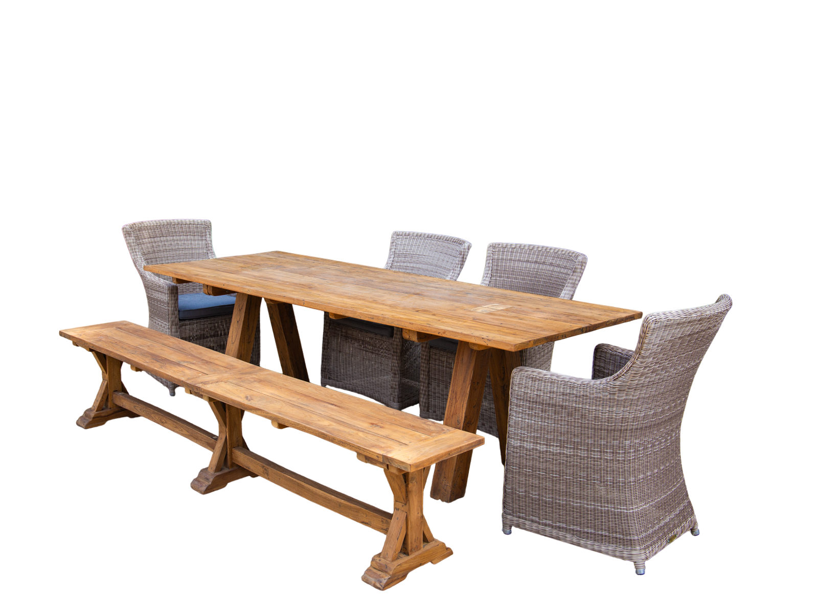 Knights 2.4m Table Bench Dining Set-Garden Furniture Centre-HighRange,Rattan,Tables,Dining Set,Outdoor Dining,Teak-{collection_title}