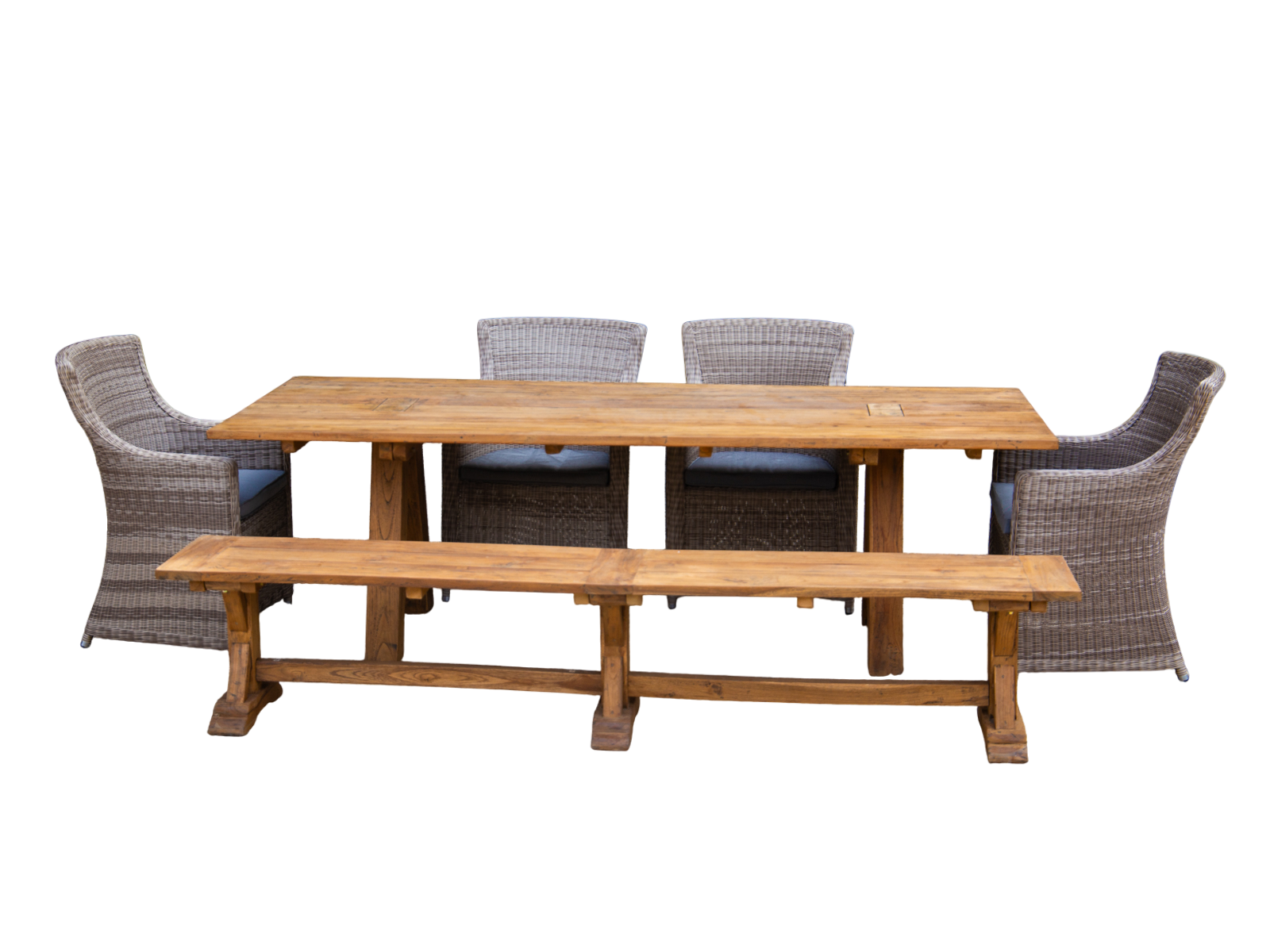 Knights 2.4m Table Bench Dining Set-Garden Furniture Centre-HighRange,Rattan,Tables,Dining Set,Outdoor Dining,Teak-{collection_title}