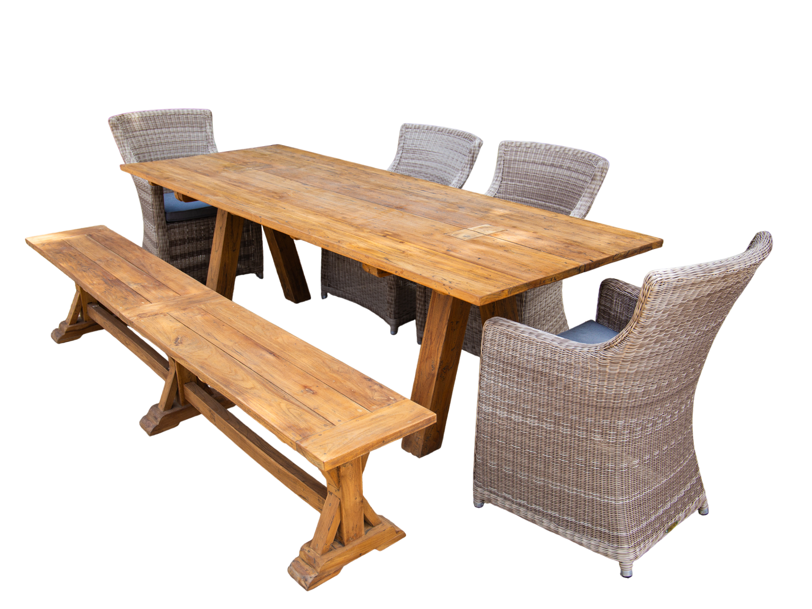 Knights 2.4m Table Bench Dining Set-Garden Furniture Centre-HighRange,Rattan,Tables,Dining Set,Outdoor Dining,Teak-{collection_title}