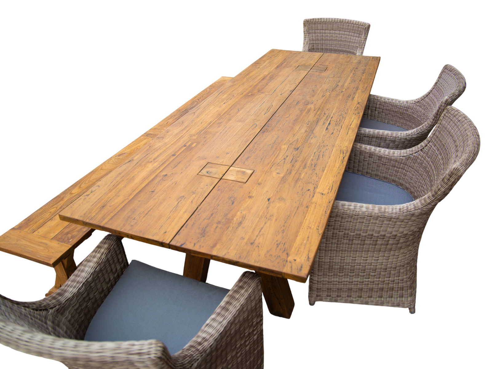 Knights 2.4m Table Bench Dining Set-Garden Furniture Centre-HighRange,Rattan,Tables,Dining Set,Outdoor Dining,Teak-{collection_title}