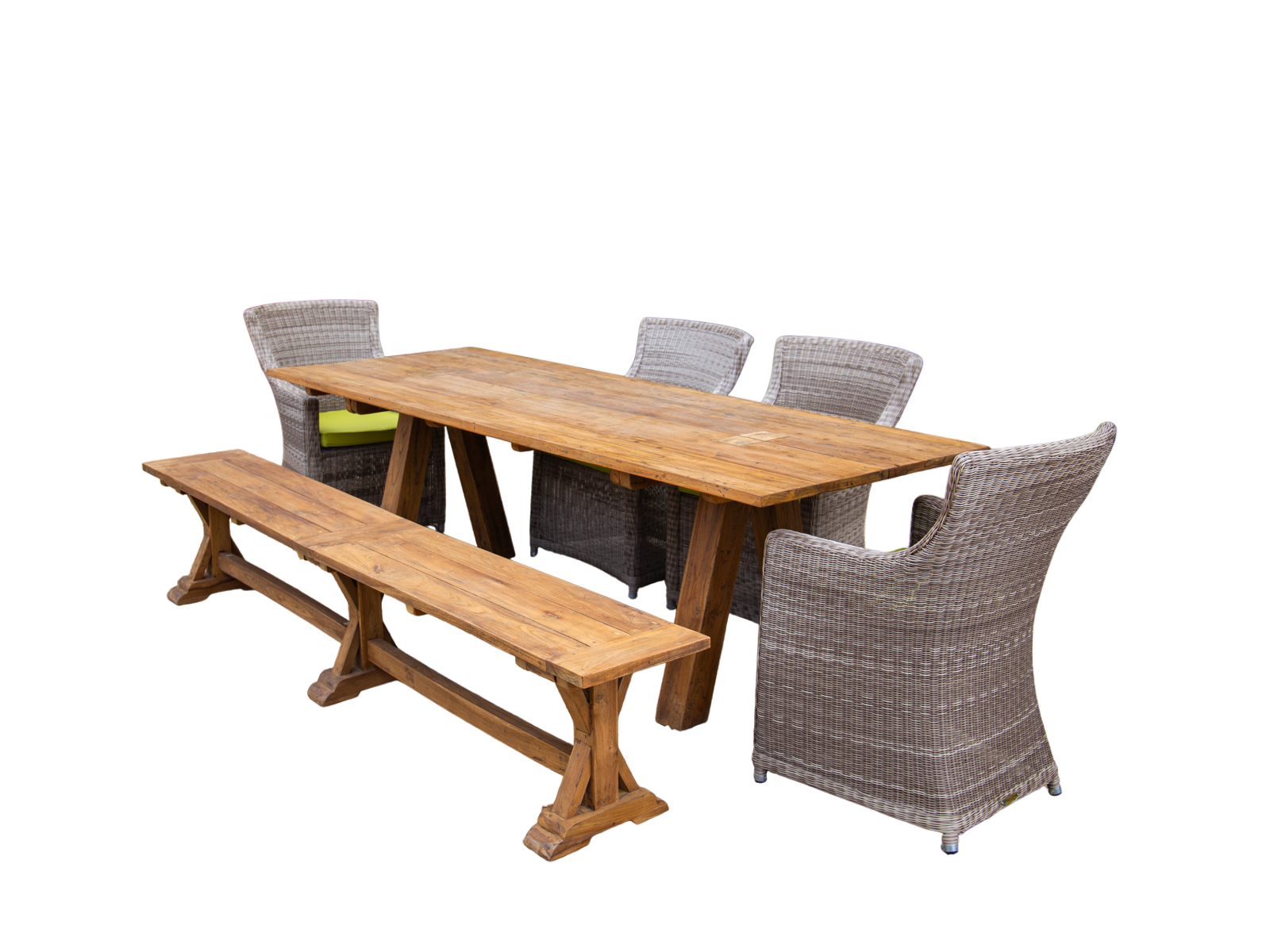 Knights 2.4m Table Bench Dining Set-Garden Furniture Centre-HighRange,Rattan,Tables,Dining Set,Outdoor Dining,Teak-{collection_title}