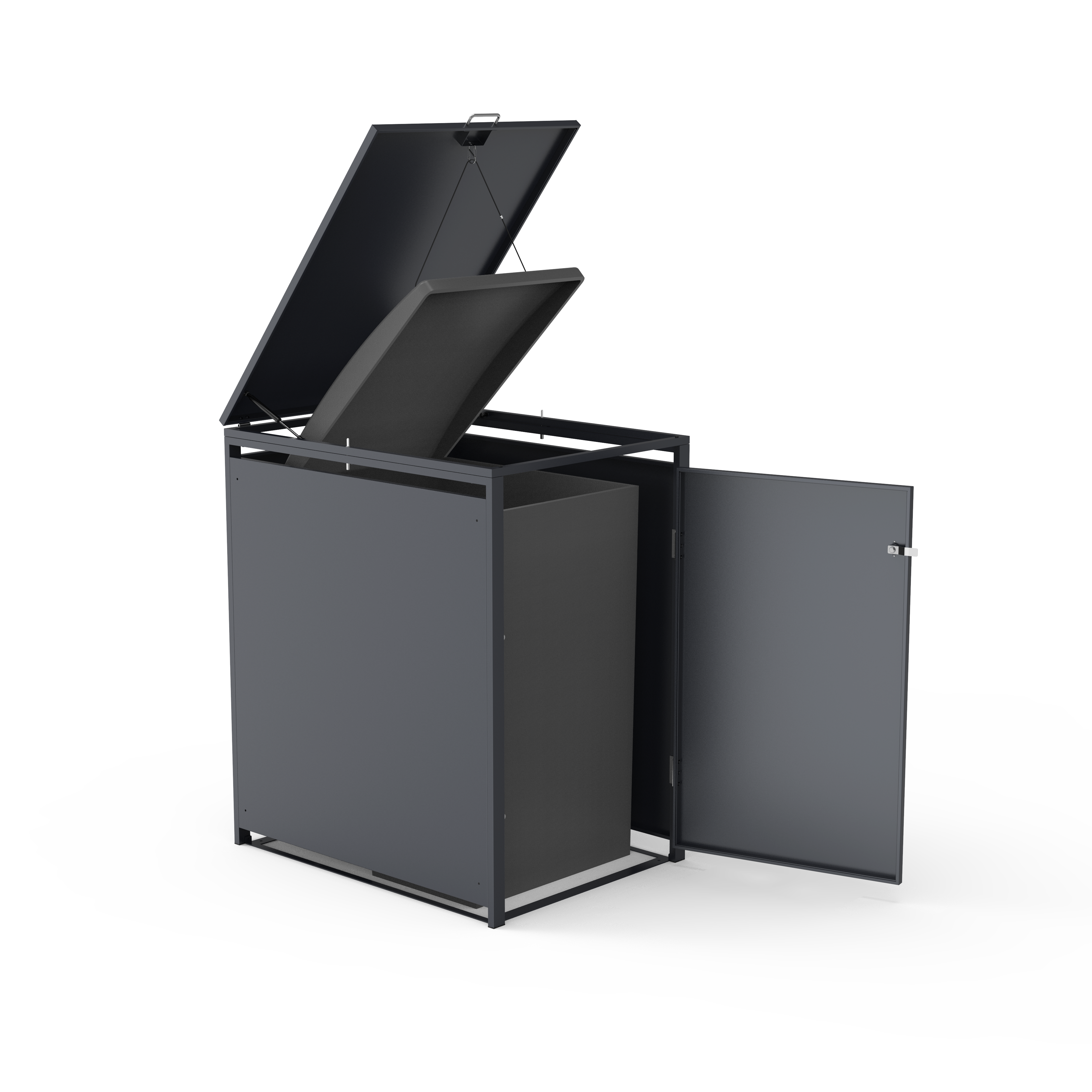 Anthracite 360L Solid Panel Single Wheelie Bin Cover