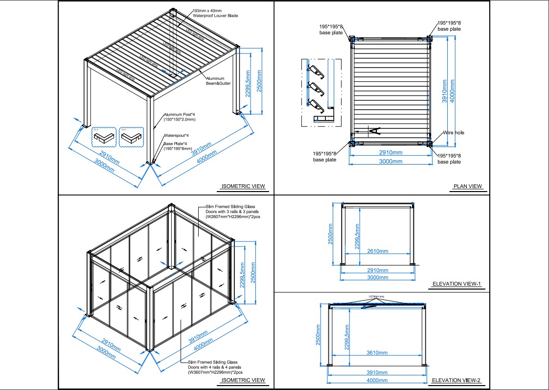 Mirage 4x3m Bioclimatic Pergola