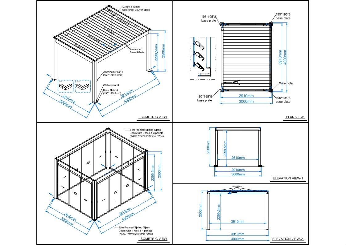 Mirage 4x3m Bioclimatic Pergola
