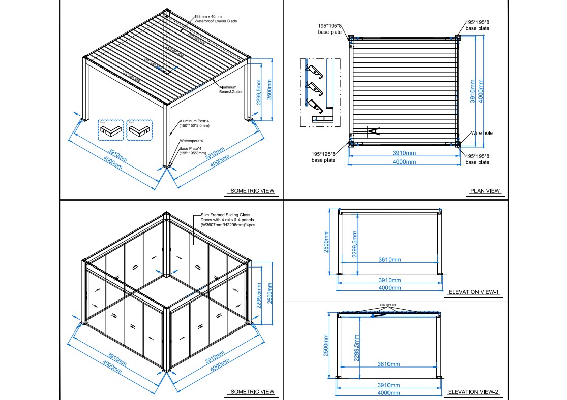 Mirage 4x4m Bioclimatic Pergola