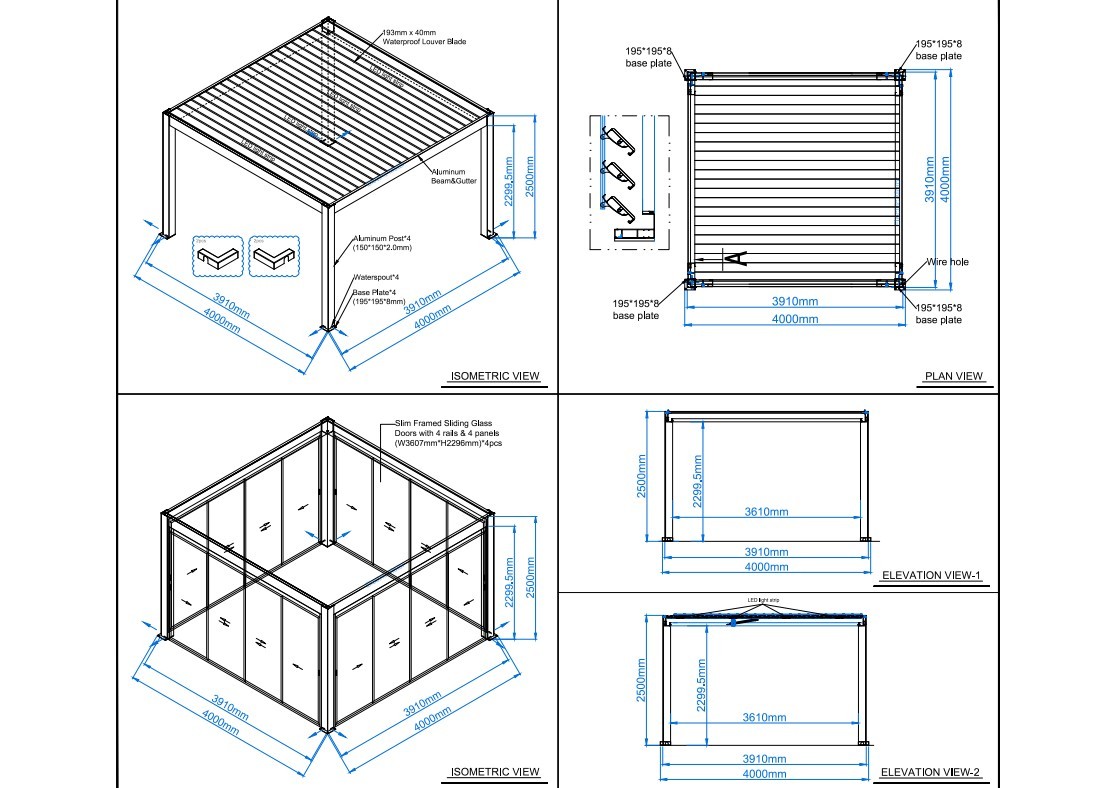 Mirage 4x4m Bioclimatic Pergola