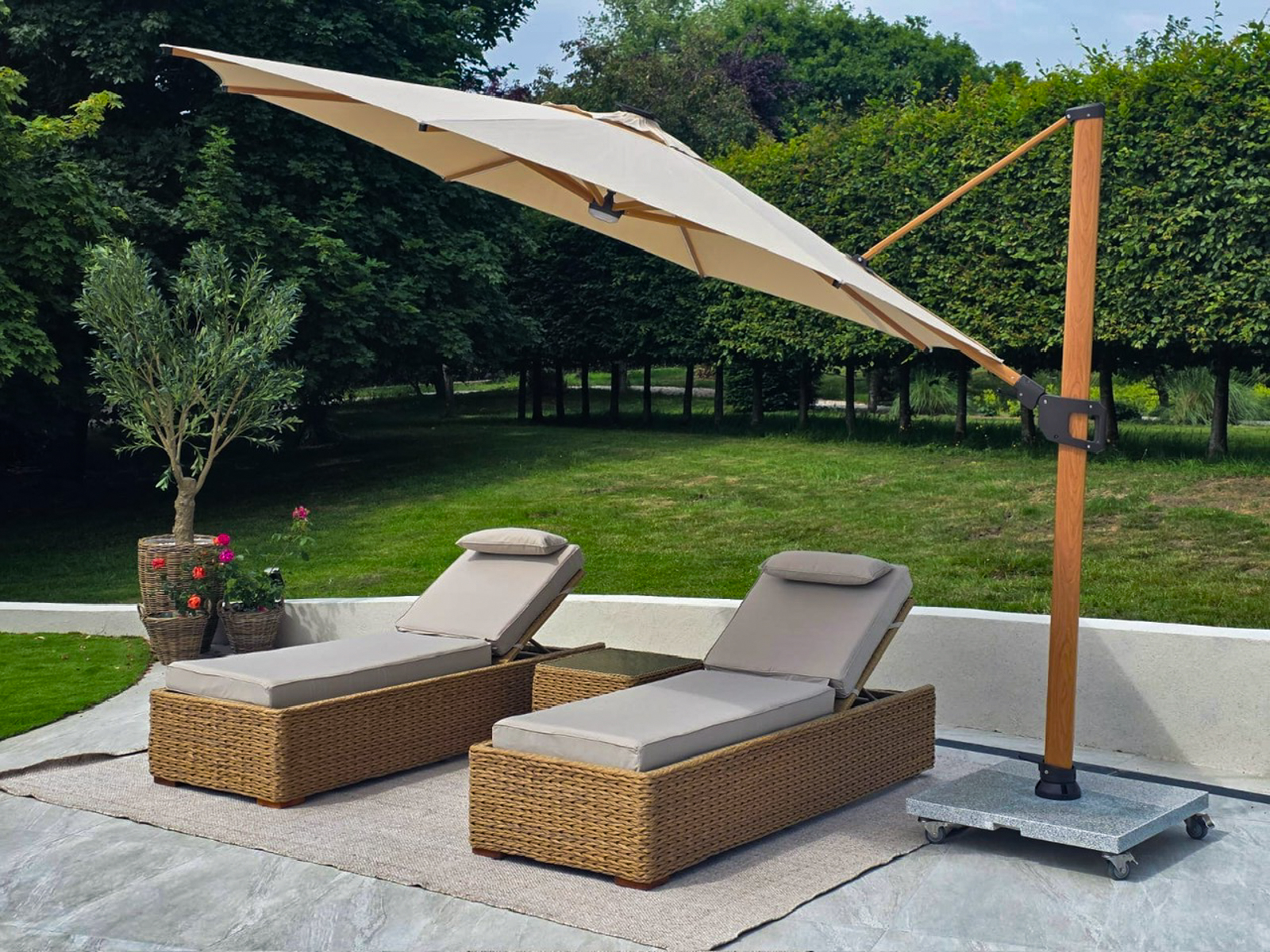2 x Montana Sun Lounger + Free Side Table