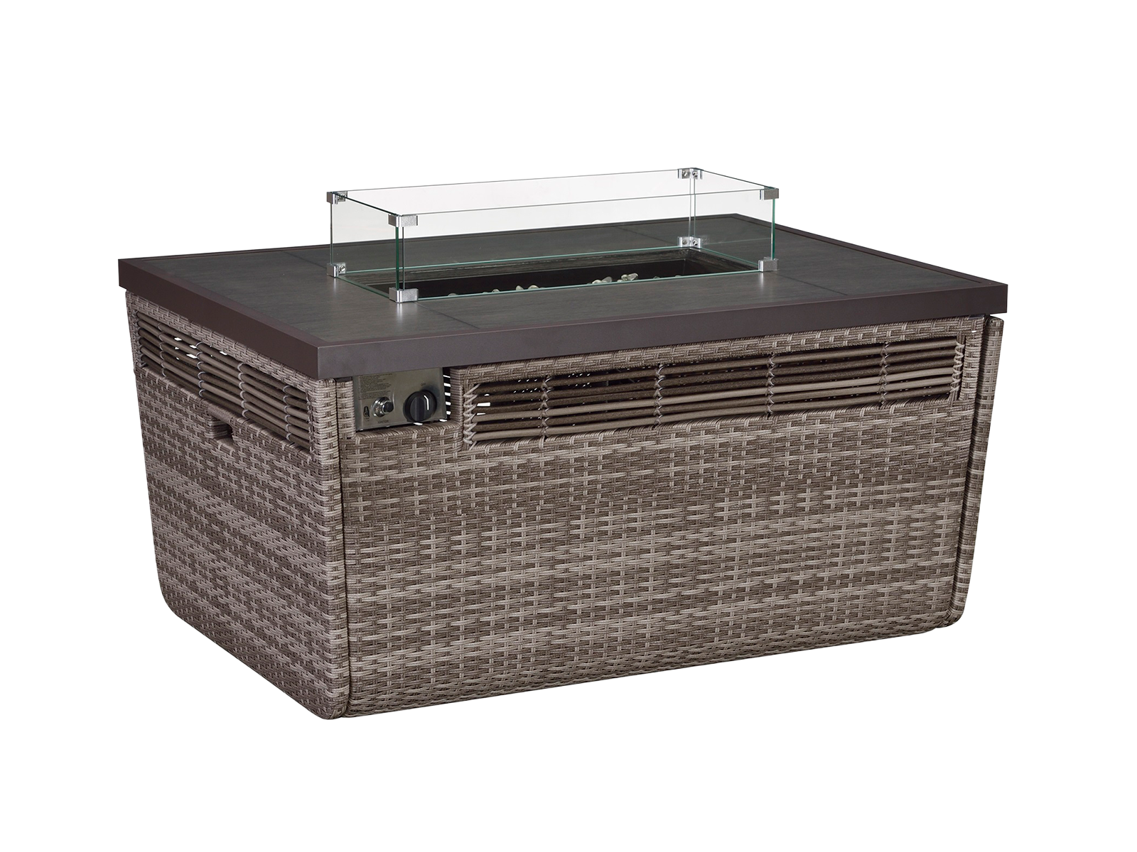 Monte Carlo 5 Piece Rattan Garden Sofa Set with Gas Fire Pit Table