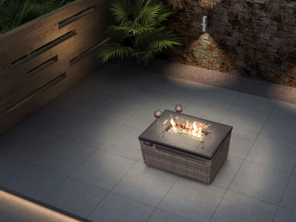 Monte Carlo 5 Piece Rattan Garden Sofa Set with Gas Fire Pit Table