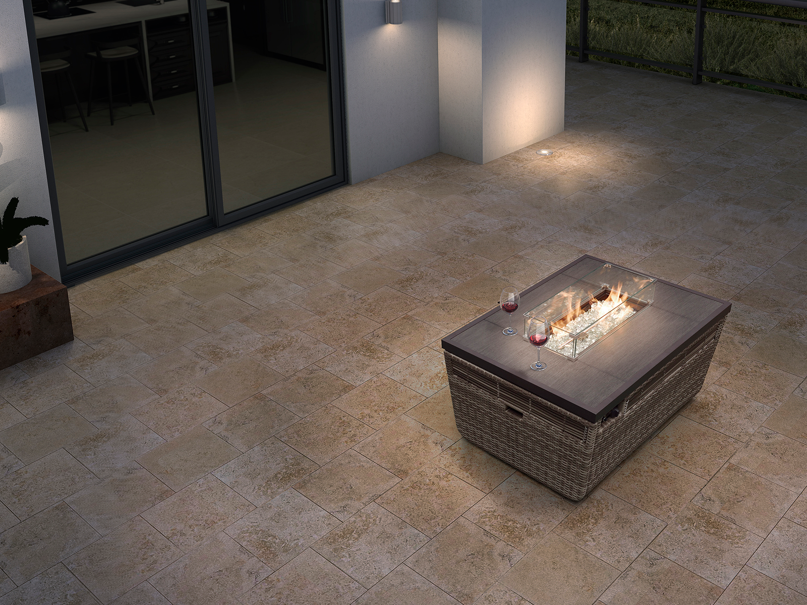 Monte Carlo 5 Piece Rattan Garden Sofa Set with Gas Fire Pit Table