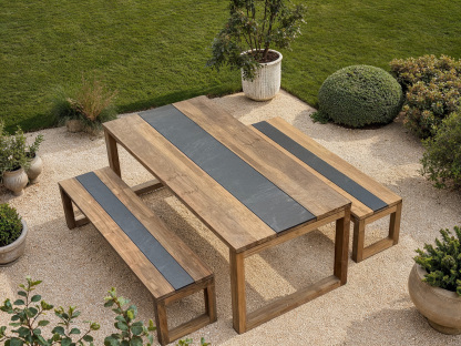 Nero Bench Set-Garden Furniture Centre-HighRange,Tables,Dining Set,Outdoor Furniture,Teak Garden Furniture,Outdoor Dining-{collection_title}